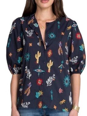 Johnny Was Louanne Button Down Top L